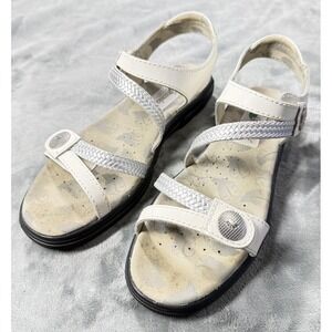 Greenleaf Sandals Womens Size 9 White Unity G8000 Leather Strappy Wedge Comfort